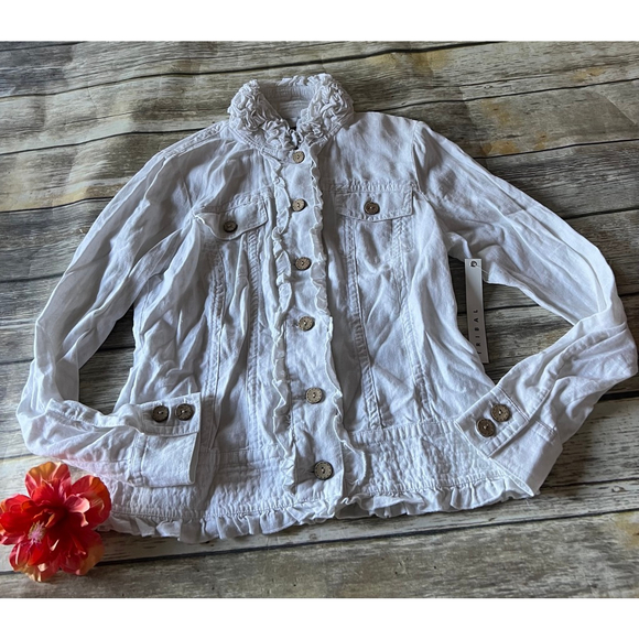 NWT Tribal White Linen Jacket - Picture 3 of 7